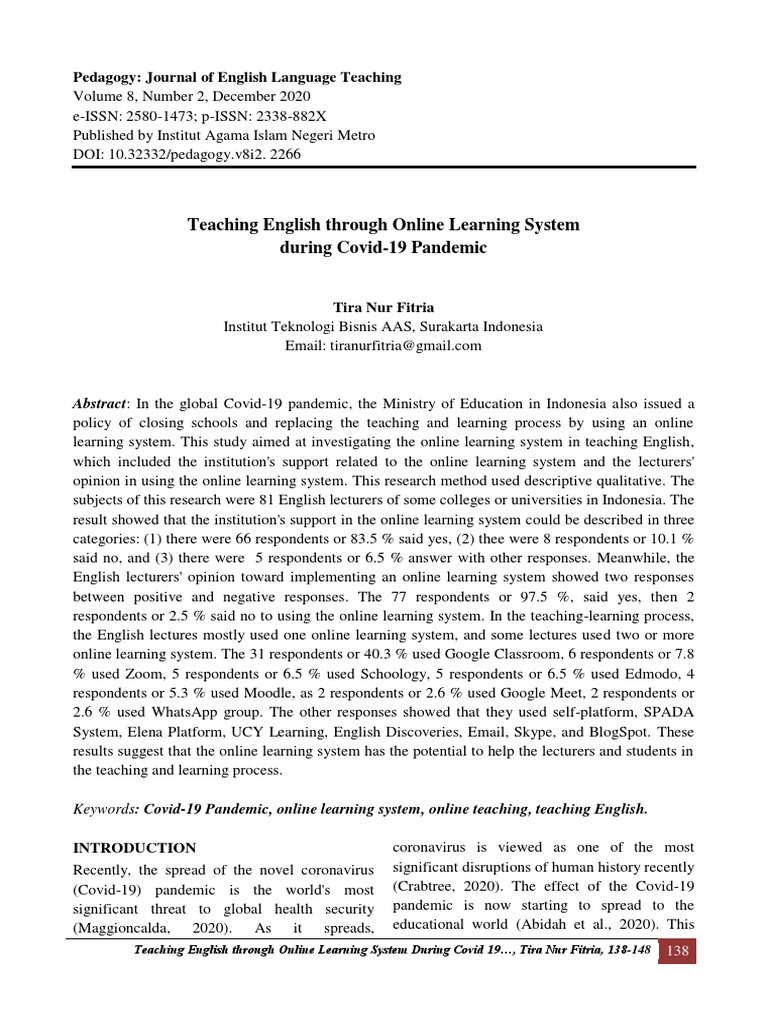 Teaching English Online During Covid-19 | PDF | Educational Technology ...