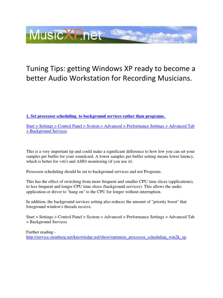 XP Audio Tuning Tips and Tricks | PDF | Search Engine Indexing ...
