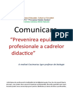 Comunicare Prevenirea epuizarii profesionale a cadrelor didactice
