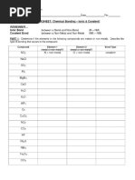 WORKSHEET - Chemical Bonding - Ionic & Covalent! REMEMBER