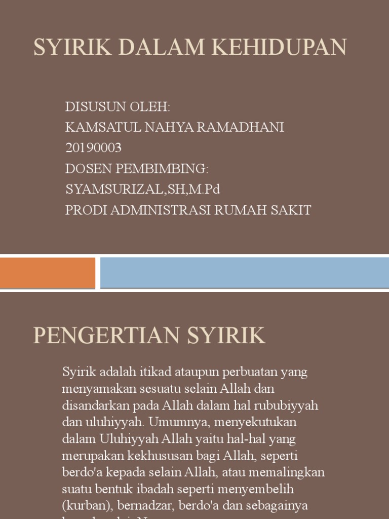 Aik Syirik Dalam Kehidupan Pdf