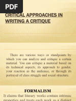 Critical Approaches in Writing A Critique