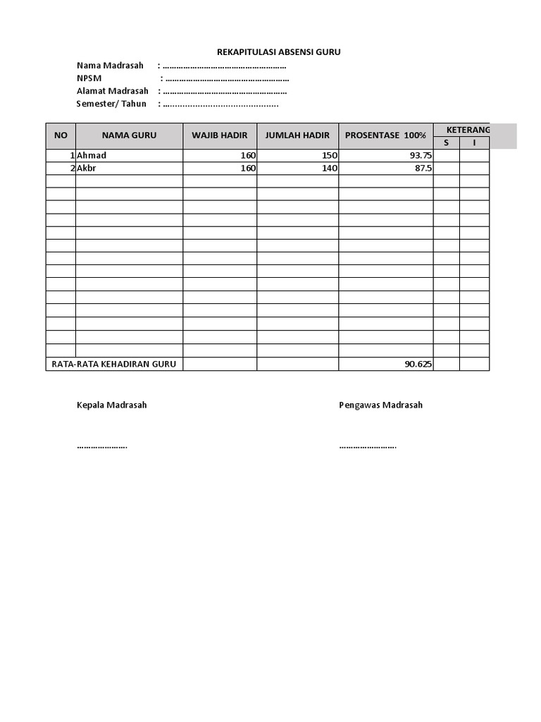 Contoh Format Bukti Fisik Uploud E-Rkam | PDF