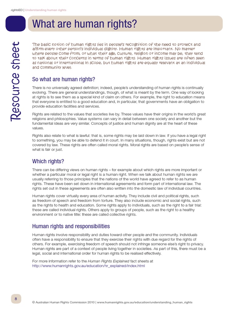 1 RS What Are Human Rights | PDF | Rights | Value (Ethics)