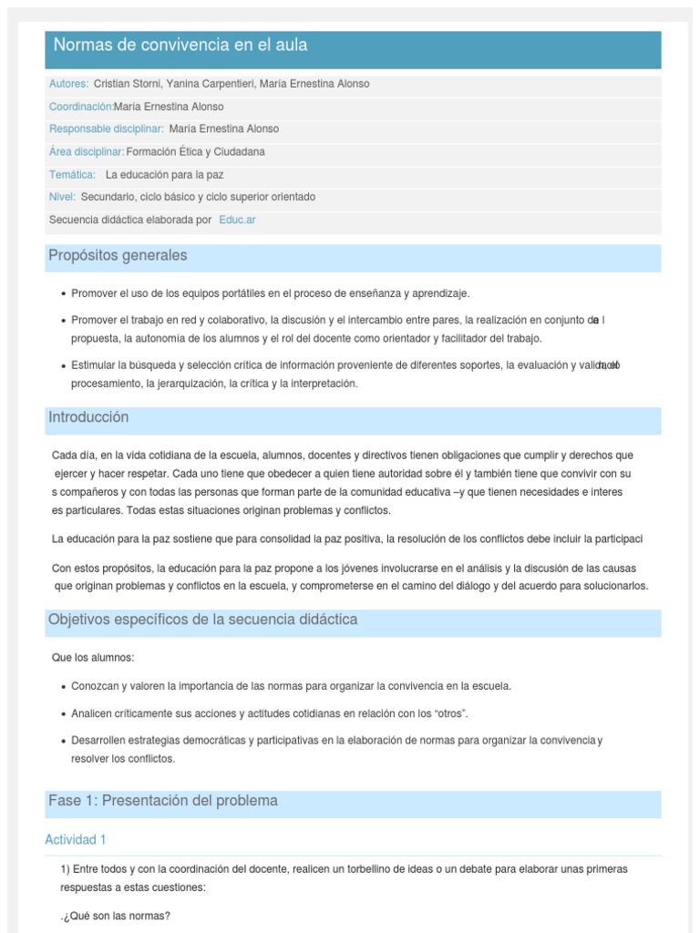 Normas de Convivencia en el Aula | PDF | Maestros | Salón de clases