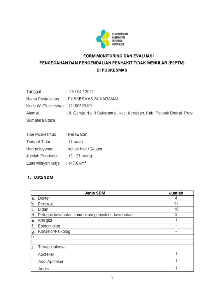 1 form monitoring dan evaluasi puskesmas pdf
