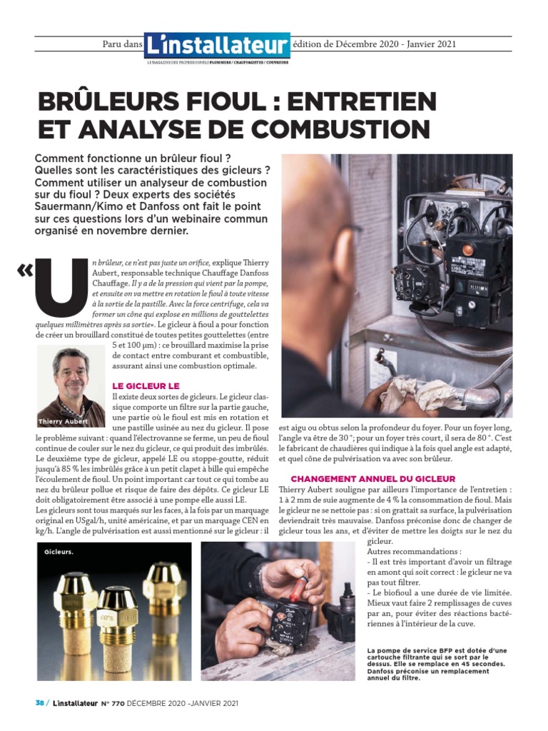 Entretien et analyse des brûleurs fioul PDF Fioul La combustion — free download