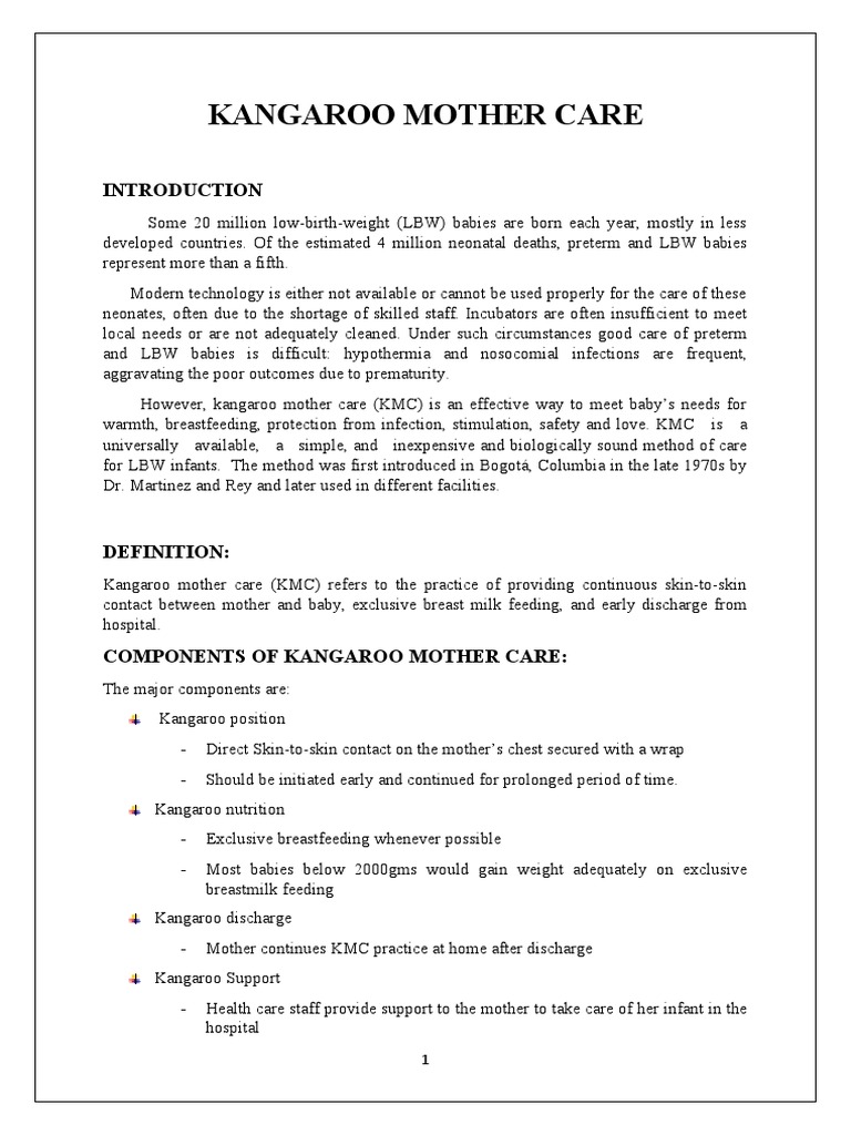 Kangaroo Mother Care Overview | PDF | Childhood | Motherhood