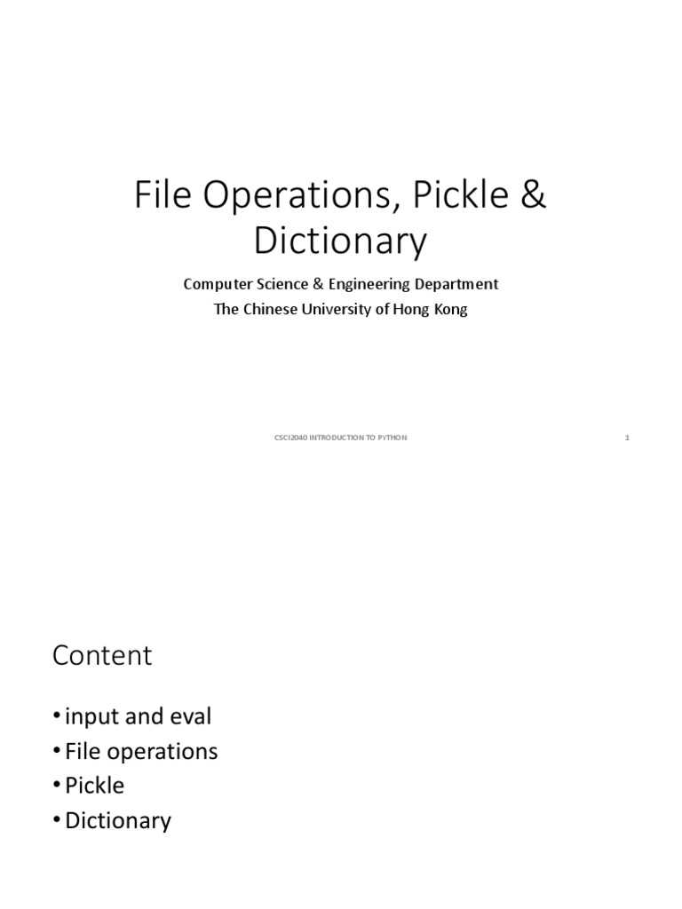 4.file Operation, Pickle & Dictionary PDF Scope Science
