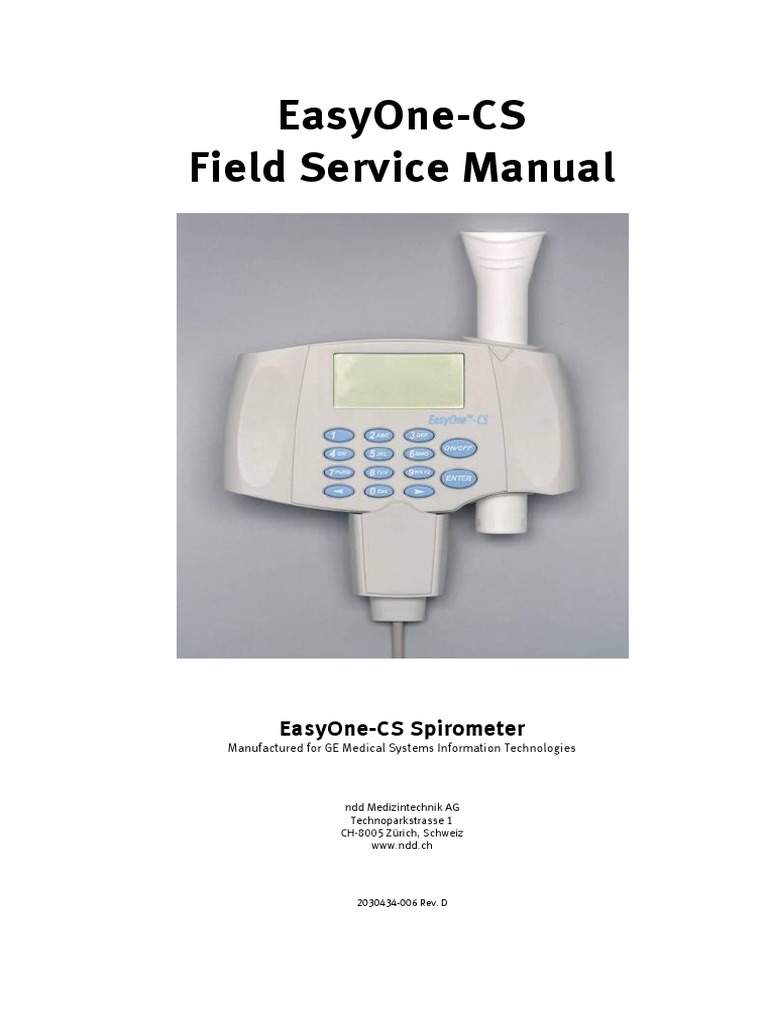 GE EasyOneCS Spirometer Service Manual PDF Flash Memory Printed Circuit Board