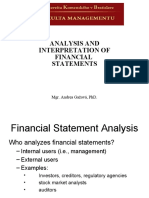 Analysis and Interpretation of Financial Statements: Mgr. Andrea Gažová, PHD