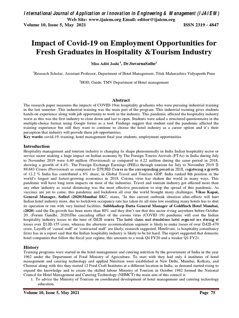 Impact of Covid-19 On Employment Opportunities For Fresh Graduates in ...