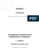 14 February: The Essential Elements in The Formation of A Contract