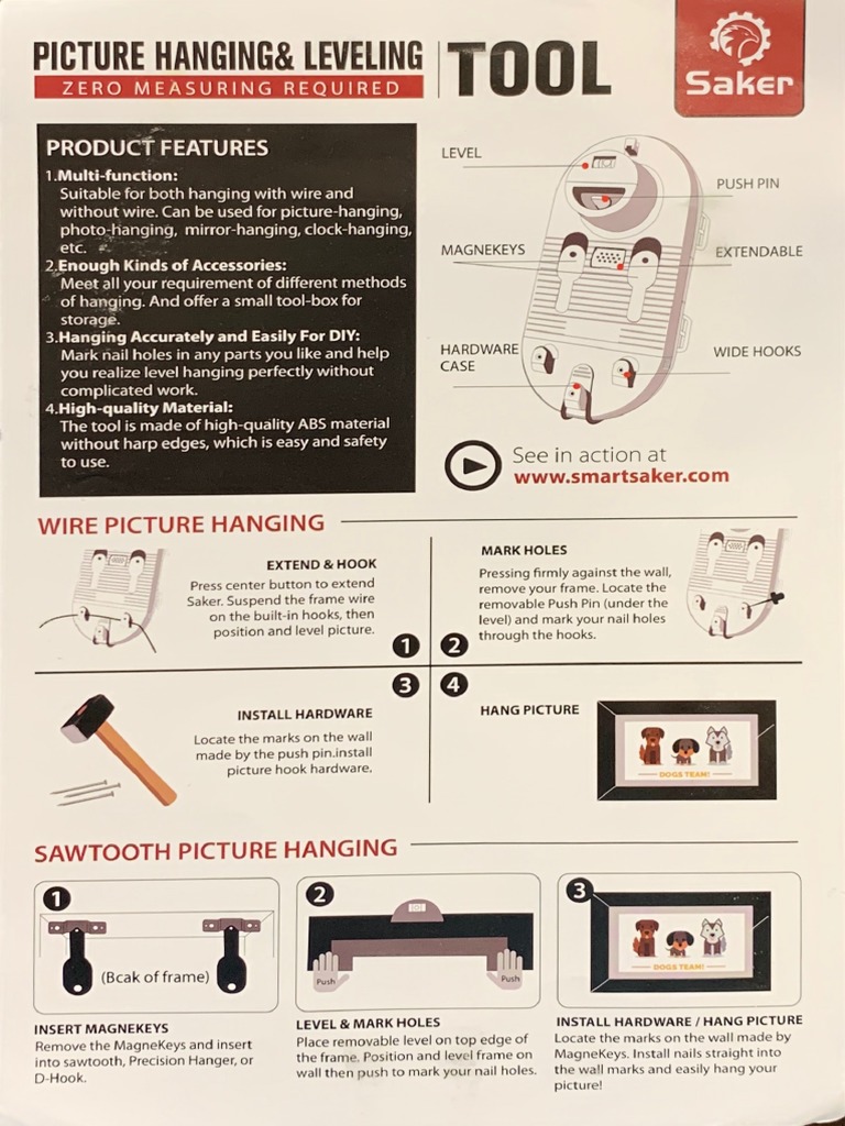 Picture Hanging & Leveling Tool Guide | PDF | Manufactured Goods ...