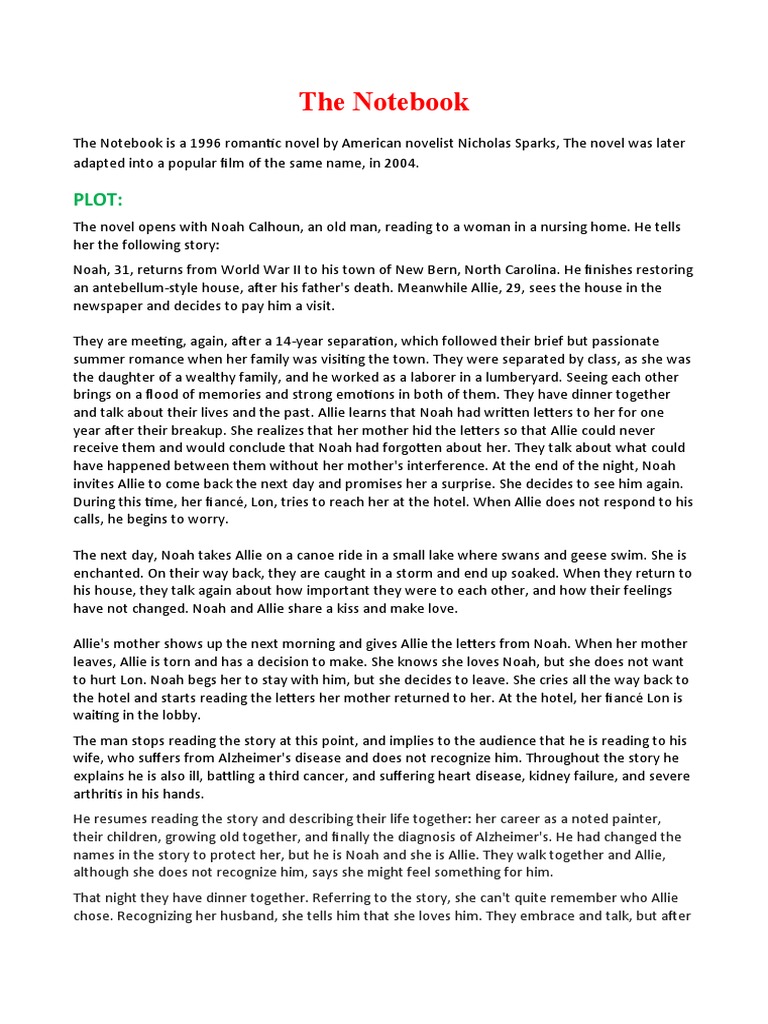 The Notebook Book Summary The Notebook | PDF