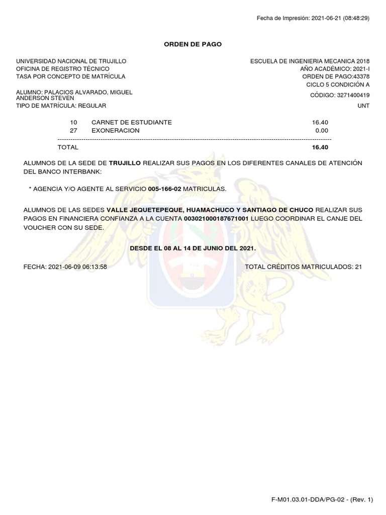 Orden de Pago | PDF