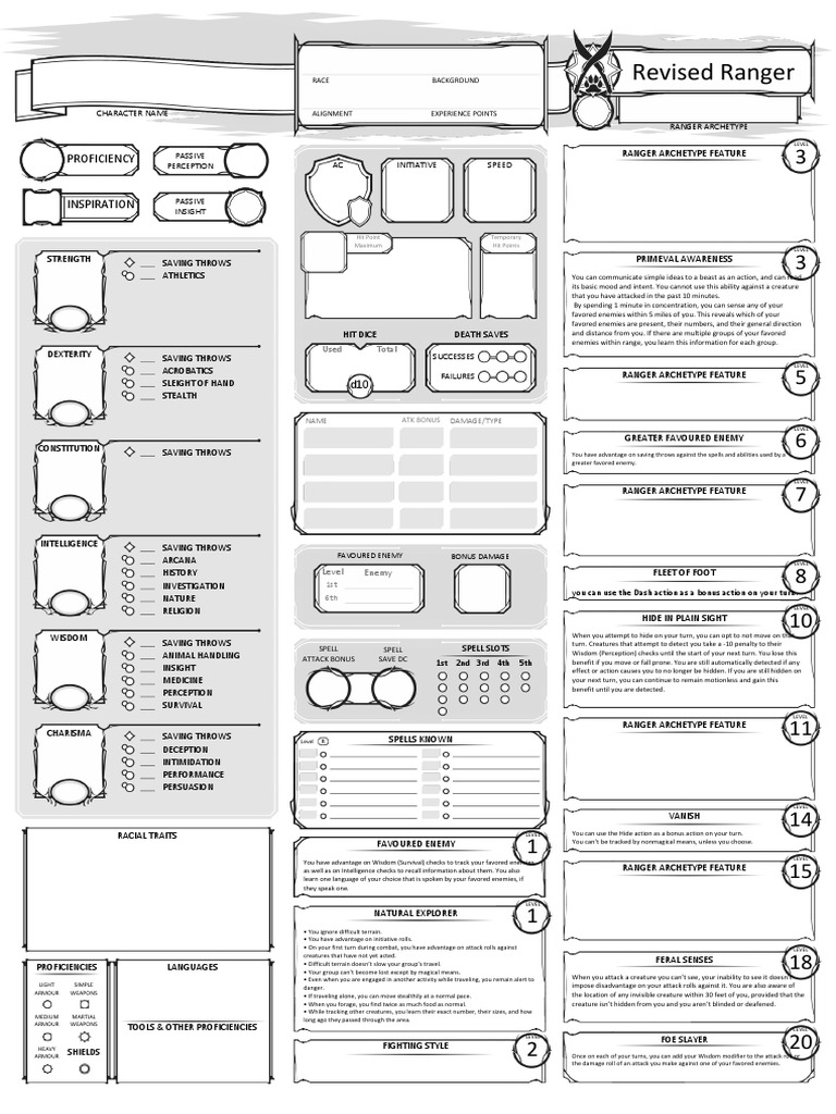 Ranger Class Features and Abilities | PDF | Role Playing Games | Leisure