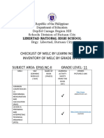Checklist of Melc by Learni NG Area/ Inventory of Melc by Grade Level Subject Area: Epas Nc-Ii Grade Level: 11