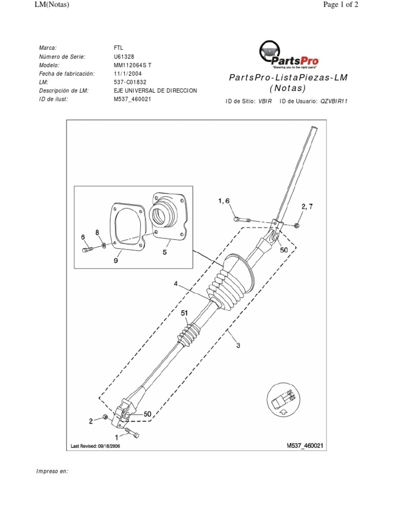 Juntas Universales Y Eje Cardán - Mustang 1965 - Stang Parts