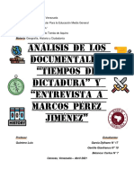 Análisis de Los Documentales "Tiempos de Dictadura" y "Entrevista A Marcos Pérez Jiménez"