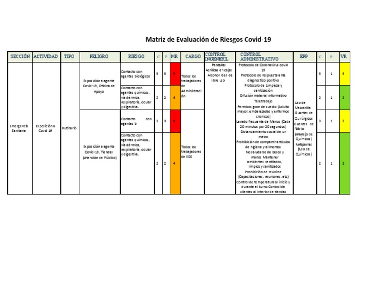 Matriz Covid 19 | PDF | La seguridad | Salud pública