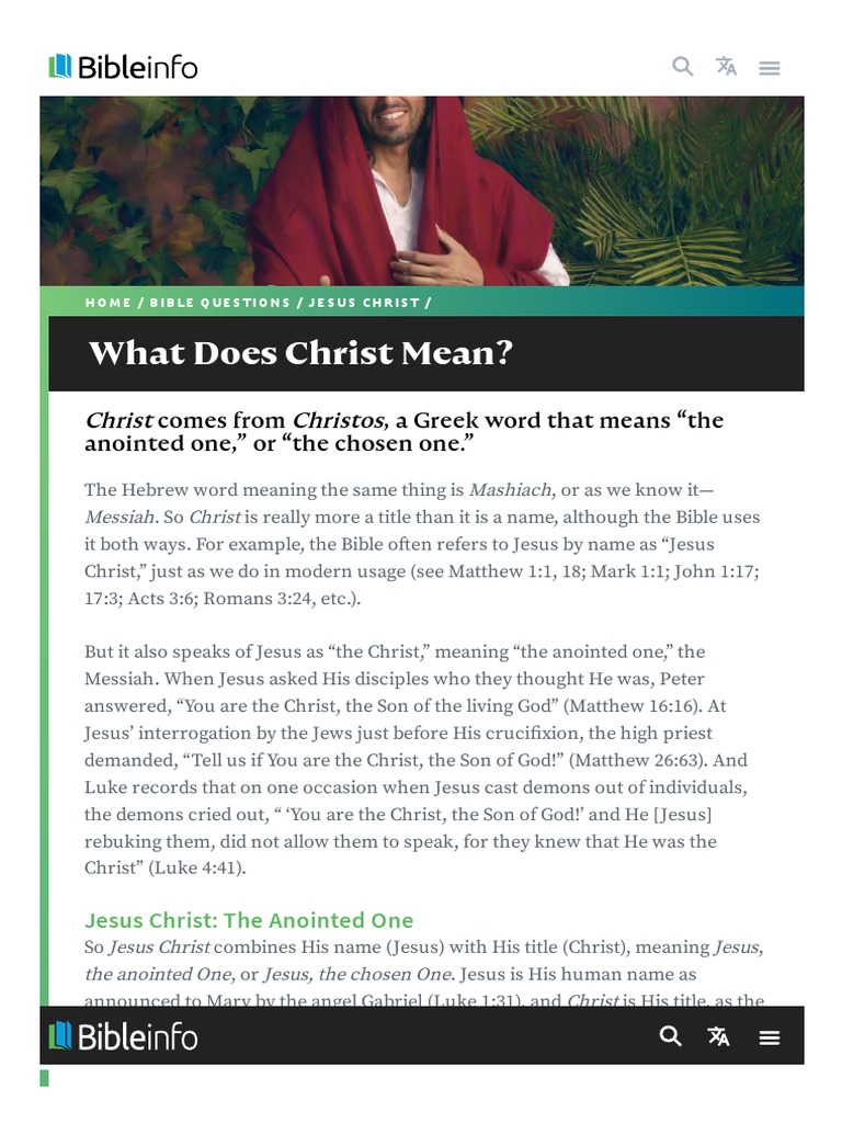 Bibleinfo What Does Christ Mean Pdf Messiah Gospel Of Matthew