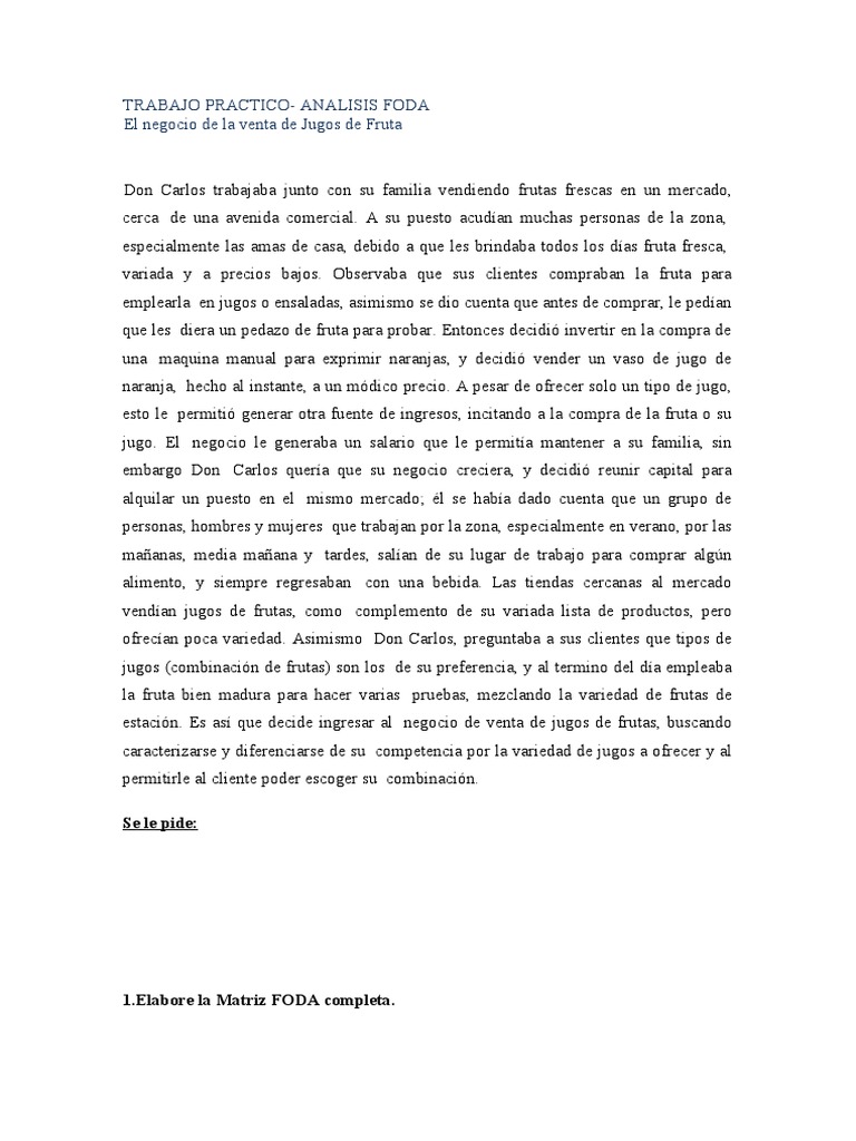 Análisis FODA para venta de jugos | PDF | Cliente | Publicidad