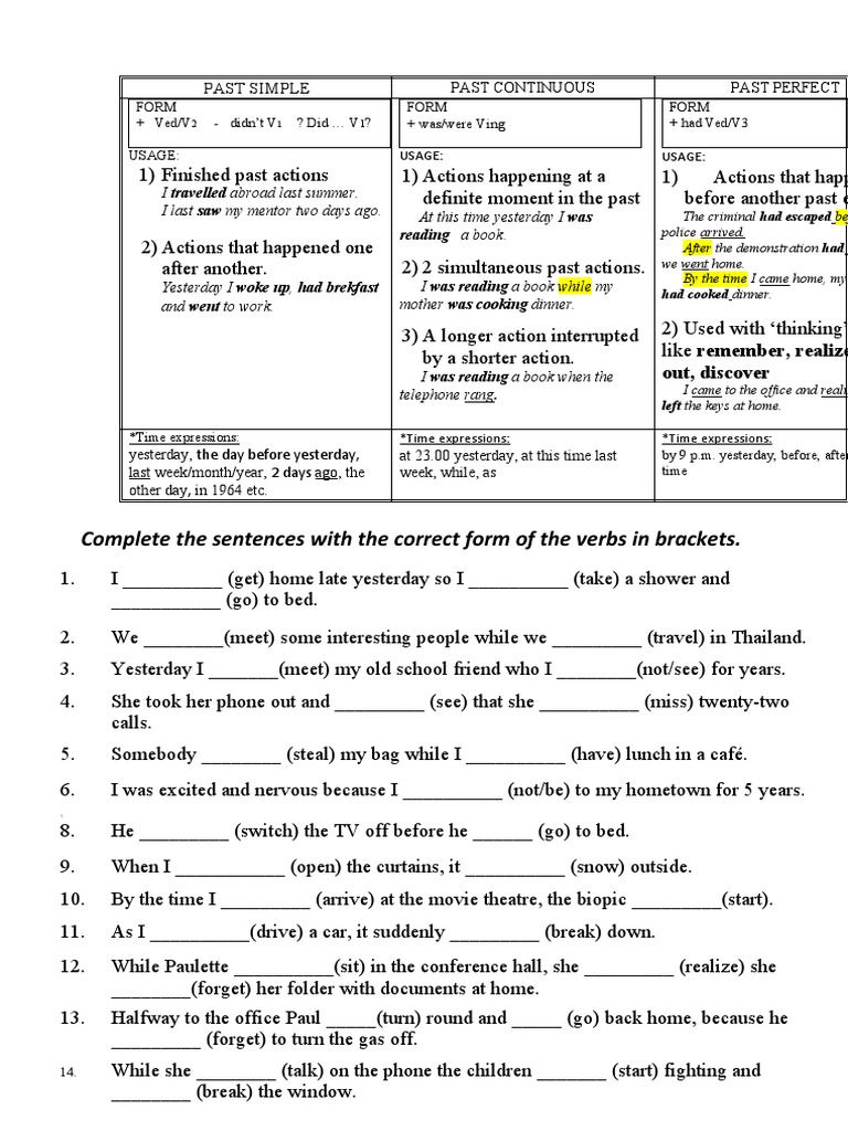 Complete The Sentences With The Correct Form of The Verbs in Brackets ...