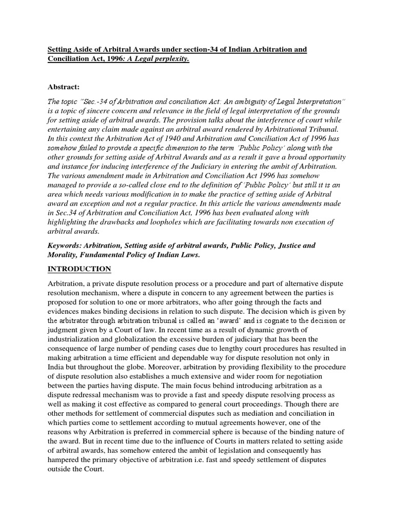 Grounds for Setting Aside Arbitral Awards | PDF | Arbitration | Public ...