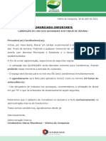 Comunicado Importante: Prezados (As) Condôminos (As)