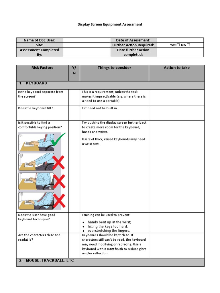 Risk Factors Y/ N Things To Consider Action To Take: Display Screen ...