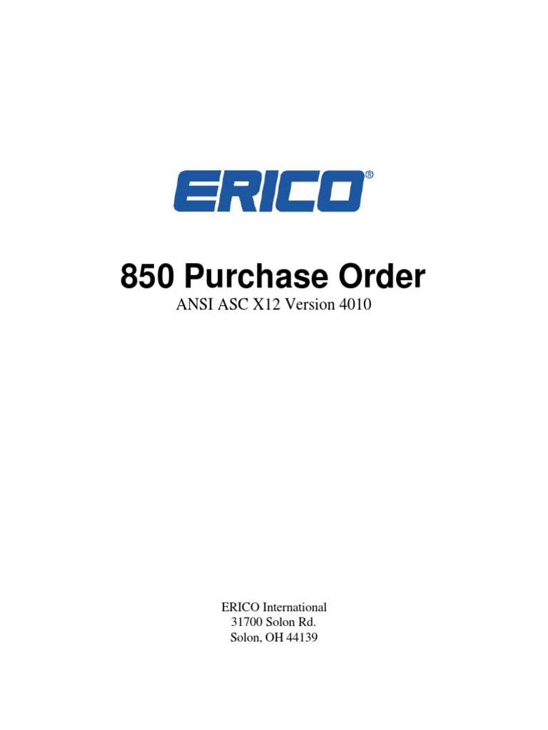 850 Purchase Order: ANSI ASC X12 Version 4010 | PDF | Electronic Data ...
