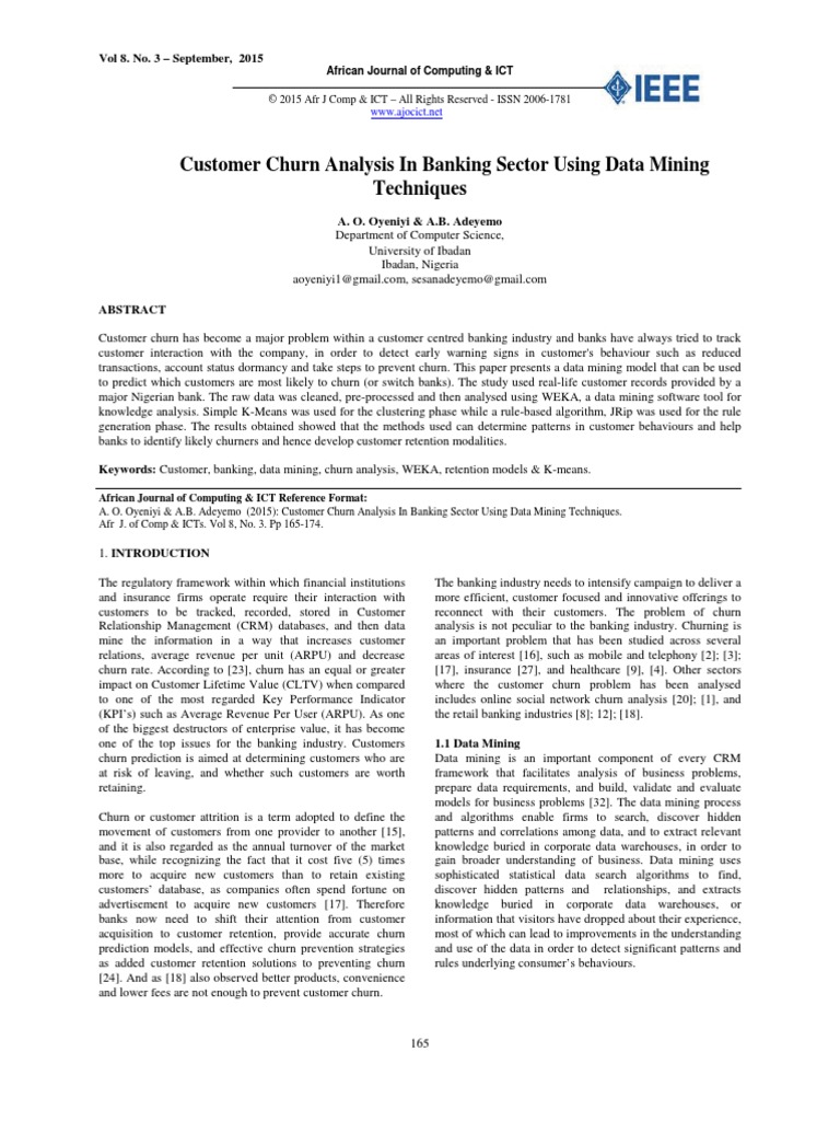 Customer Churn Analysis in Banking Sector Using Data Mining Techniques ...