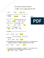 Examen Mensual de Algebra 6 Primaria