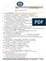 Mettu University Geography Model Questions for Grade 9