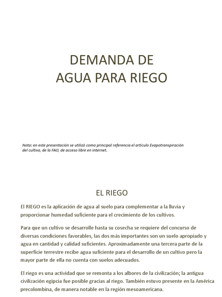 10 Demanda de Agua para Riego | PDF | Evapotranspiración | Riego
