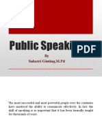 Public Speaking: by Sulastri Ginting, M.PD