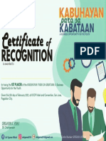 Certificate of Recogition