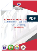 Summative Test With TOS (2 Grading) : Samar National School