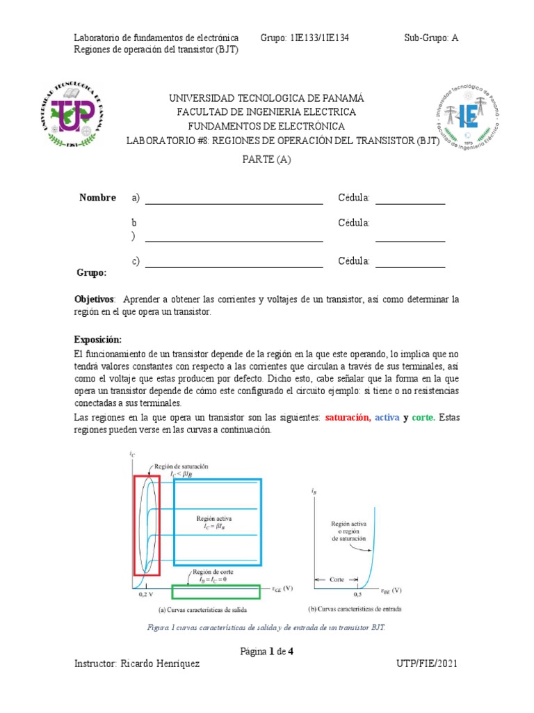 Guia 8 Regiones de Operación Del Transistor BJT PDF Transistor