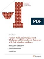 Human Resource Management Challenges of International Business and Their Possible Solutions
