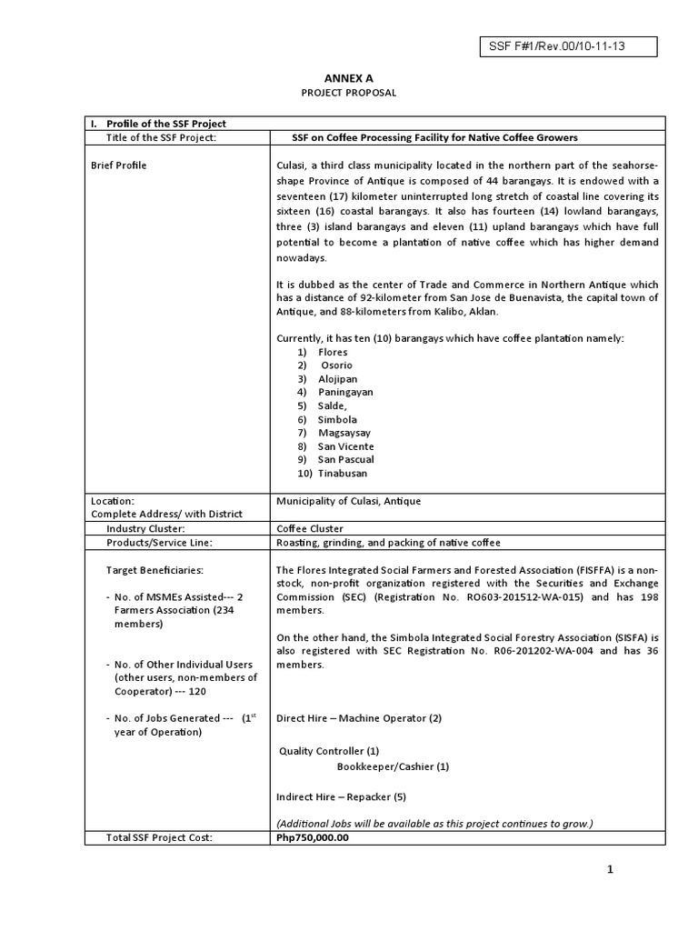 Coffee Processing Facility Proposal | PDF | Coffee | Economies
