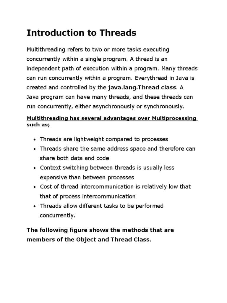 Introduction To Threads | PDF | Thread (Computing) | Class (Computer ...