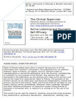 The Clinical Supervisor: To Cite This Article: Dana Heller Levitt PHD, NCC (2002) Active Listening and
