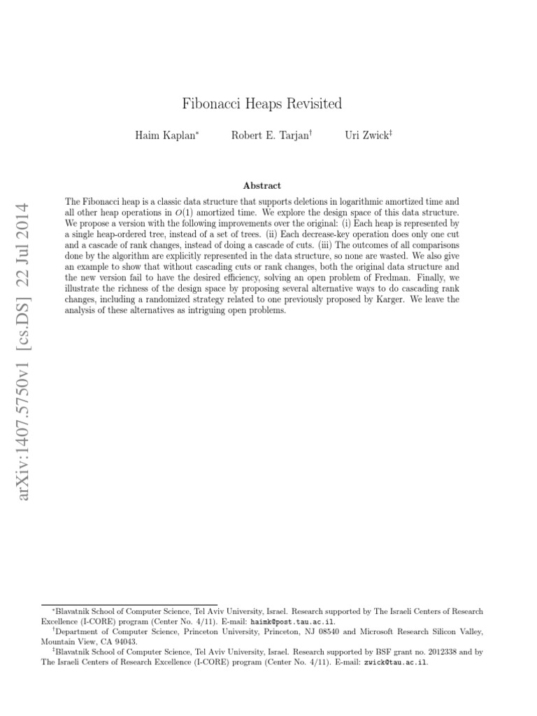 Fibonacci Heaps Revisited: Haim Kaplan Robert E. Tarjan Uri Zwick ...