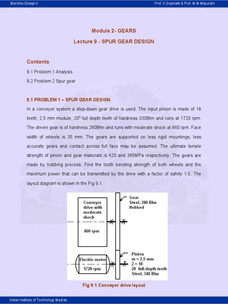 Spur Gear Design Analysis | PDF | Gear | Strength Of Materials