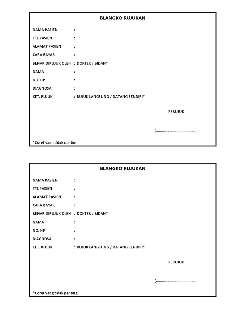 Blangko Rujukan Medis Pasien | PDF