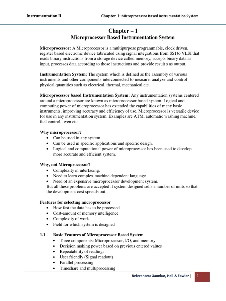 Chapter 1 - Microprocessor Based Instrumentation System | PDF ...