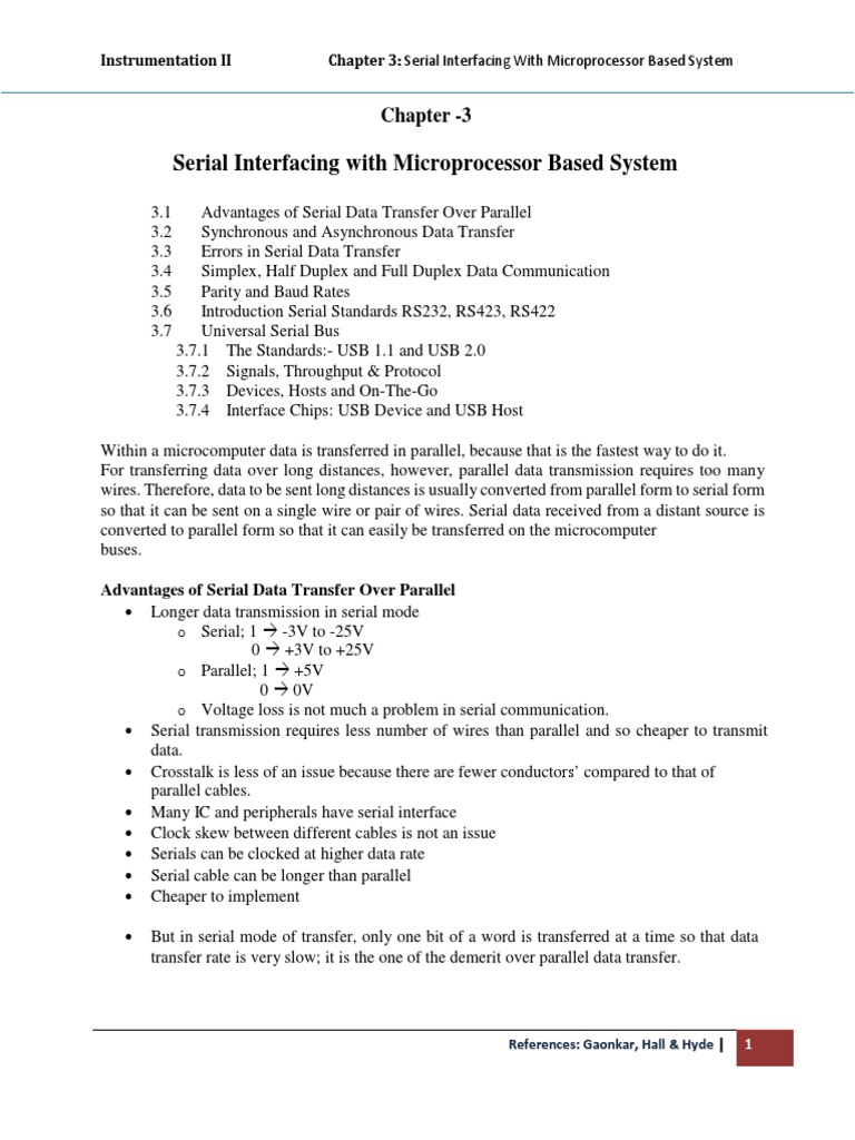 Chapter 3 Serial Interfacing With Microprocessor Based System PDF
