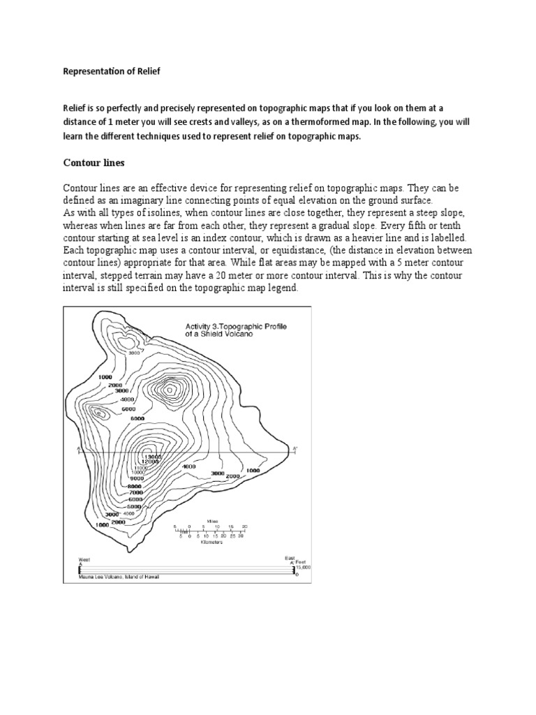 Representing Relief in Maps | PDF | Contour Line | Elevation